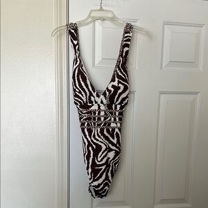 La Blanca Brown and White Womens One Piece